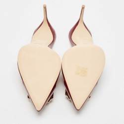 Pre Owned Malone Souliers Burgundy Mesh and Patent Leather Mono Mules Size 40.5