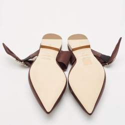 Malone Souliers Brown Satin Maite Crystal Buckle Flats Size 40