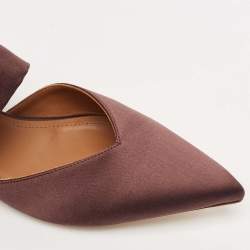 Malone Souliers Brown Satin Maite Crystal Buckle Flats Size 40