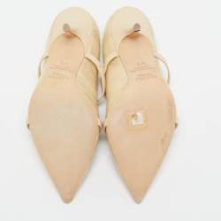 مملوكة مسبقًا Malone Souliers Cream Textured Leather Maureen Mules Size 37.5
