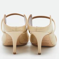 مملوكة مسبقًا Malone Souliers Cream Textured Leather Maureen Mules Size 37.5