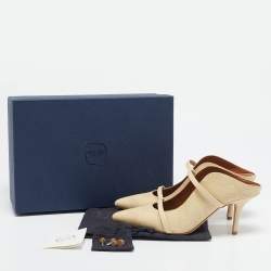 مملوكة مسبقًا Malone Souliers Cream Textured Leather Maureen Mules Size 37.5