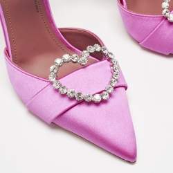 Pre Owned Malone Souliers Pink Satin Camille Ankle Strap Pumps Size 38