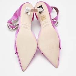 Pre Owned Malone Souliers Pink Satin Camille Ankle Strap Pumps Size 38