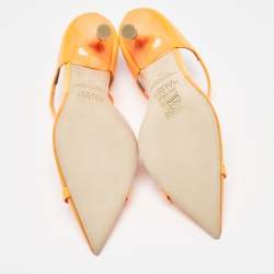 Malone Souliers Neon Orange PVC and Patent Leather Iona Mules Size 36