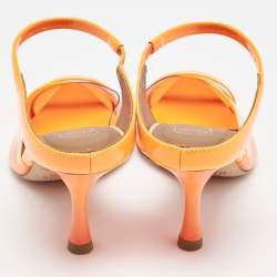 Malone Souliers Neon Orange PVC and Patent Leather Iona Mules Size 36