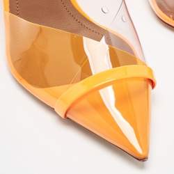 Malone Souliers Neon Orange PVC and Patent Leather Iona Mules Size 36