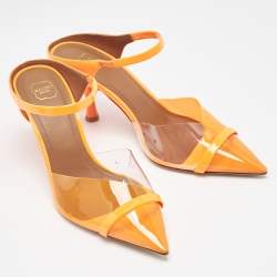 Malone Souliers Neon Orange PVC and Patent Leather Iona Mules Size 36