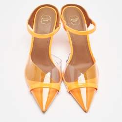Malone Souliers Neon Orange PVC and Patent Leather Iona Mules Size 36