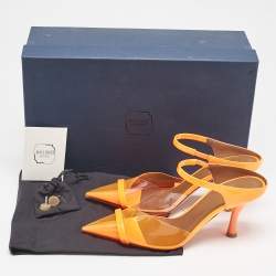 Malone Souliers Neon Orange PVC and Patent Leather Iona Mules Size 36