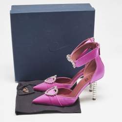 Pre Owned Malone Souliers Pink Satin Camille Ankle Strap Pumps Size 39