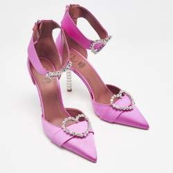 Pre Owned Malone Souliers Pink Satin Camille Ankle Strap Pumps Size 39