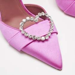 Pre Owned Malone Souliers Pink Satin Camille Ankle Strap Pumps Size 39