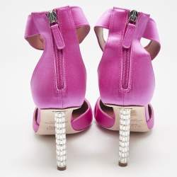 Pre Owned Malone Souliers Pink Satin Camille Ankle Strap Pumps Size 39