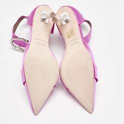 Pre Owned Malone Souliers Pink Satin Camille Ankle Strap Pumps Size 39