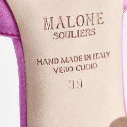 Pre Owned Malone Souliers Pink Satin Camille Ankle Strap Pumps Size 39