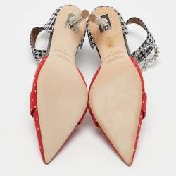 Malone Souliers Red/Black Canvas Camille Ankle Strap Pumps Size 39