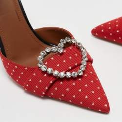 Malone Souliers Red/Black Canvas Camille Ankle Strap Pumps Size 39