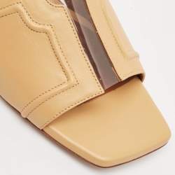 Malone Souliers Beige Leather and PVC Silvia Flat Slides Size 36