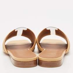 Malone Souliers Beige Leather and PVC Silvia Flat Slides Size 36