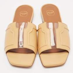 Malone Souliers Beige Leather and PVC Silvia Flat Slides Size 36