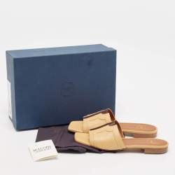 Malone Souliers Beige Leather and PVC Silvia Flat Slides Size 36