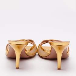 Malone Souliers Gold Mesh and Patent Leather Perla Slide Sandals Size 37