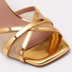 Malone Souliers Gold Mesh and Patent Leather Perla Slide Sandals Size 37