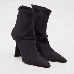 Malone Souliers Navy Blue Stretch Fabric Oliana Ankle Length Boots Size 39.5