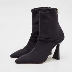 Malone Souliers Navy Blue Stretch Fabric Oliana Ankle Length Boots Size 39.5