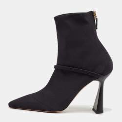 Malone Souliers Navy Blue Stretch Fabric Oliana Ankle Length Boots Size 39.5