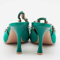 مملوكة مسبقًا Malone Souliers Green Satin Giselle Slingback Pumps Size 40.5