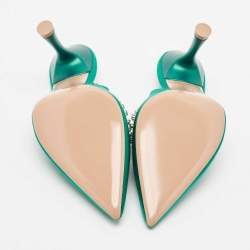 مملوكة مسبقًا Malone Souliers Green Satin Giselle Slingback Pumps Size 40.5