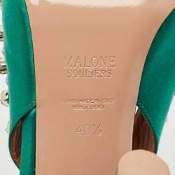 مملوكة مسبقًا Malone Souliers Green Satin Giselle Slingback Pumps Size 40.5
