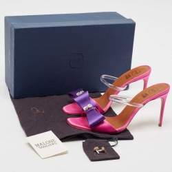 Malone Souliers Purple/Pink Satin Emily Slide Sandals Size 39