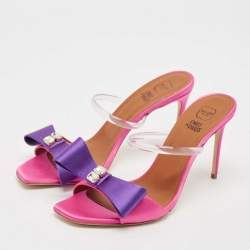 Malone Souliers Purple/Pink Satin Emily Slide Sandals Size 39