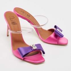 Malone Souliers Purple/Pink Satin Emily Slide Sandals Size 39