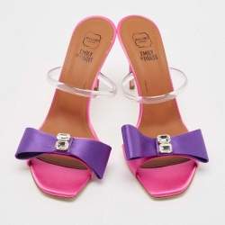 Malone Souliers Purple/Pink Satin Emily Slide Sandals Size 39