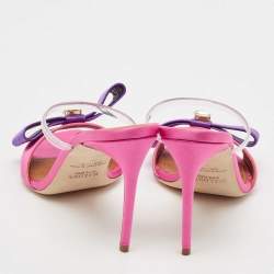 Malone Souliers Purple/Pink Satin Emily Slide Sandals Size 39