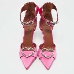 Malone Souliers Pink Satin Camille Ankle Strap Pumps Size 39