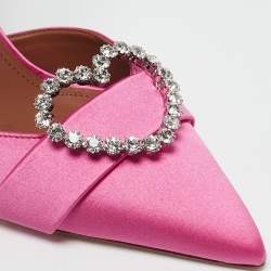 Malone Souliers Pink Satin Camille Ankle Strap Pumps Size 39