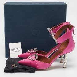 Malone Souliers Pink Satin Camille Ankle Strap Pumps Size 39