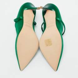 Pre Owned Malone Souliers Green Satin Heart Embellished Maureen Pumps Size 37