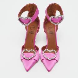 Malone Souliers Pink Satin Camille Ankle Strap Pumps Size 36