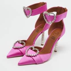 Malone Souliers Pink Satin Camille Ankle Strap Pumps Size 36
