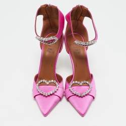 Malone Souliers Pink Satin Camille Ankle Strap Pumps Size 39