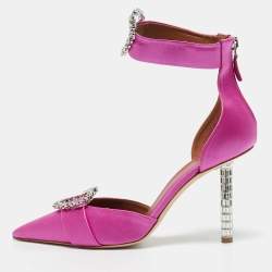 Malone Souliers Pink Satin Camille Ankle Strap Pumps Size 39