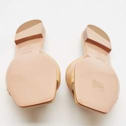 Pre Owned Malone Souliers Beige Leather and PVC Flat Slide Sandals Size 39.5