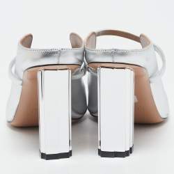 Malone Souliers Silver Leather Nara Slide Sandals Size 41.5