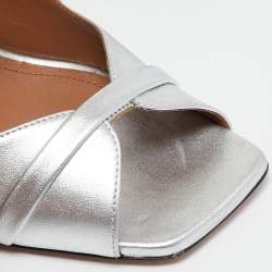 Malone Souliers Silver Leather Nara Slide Sandals Size 41.5